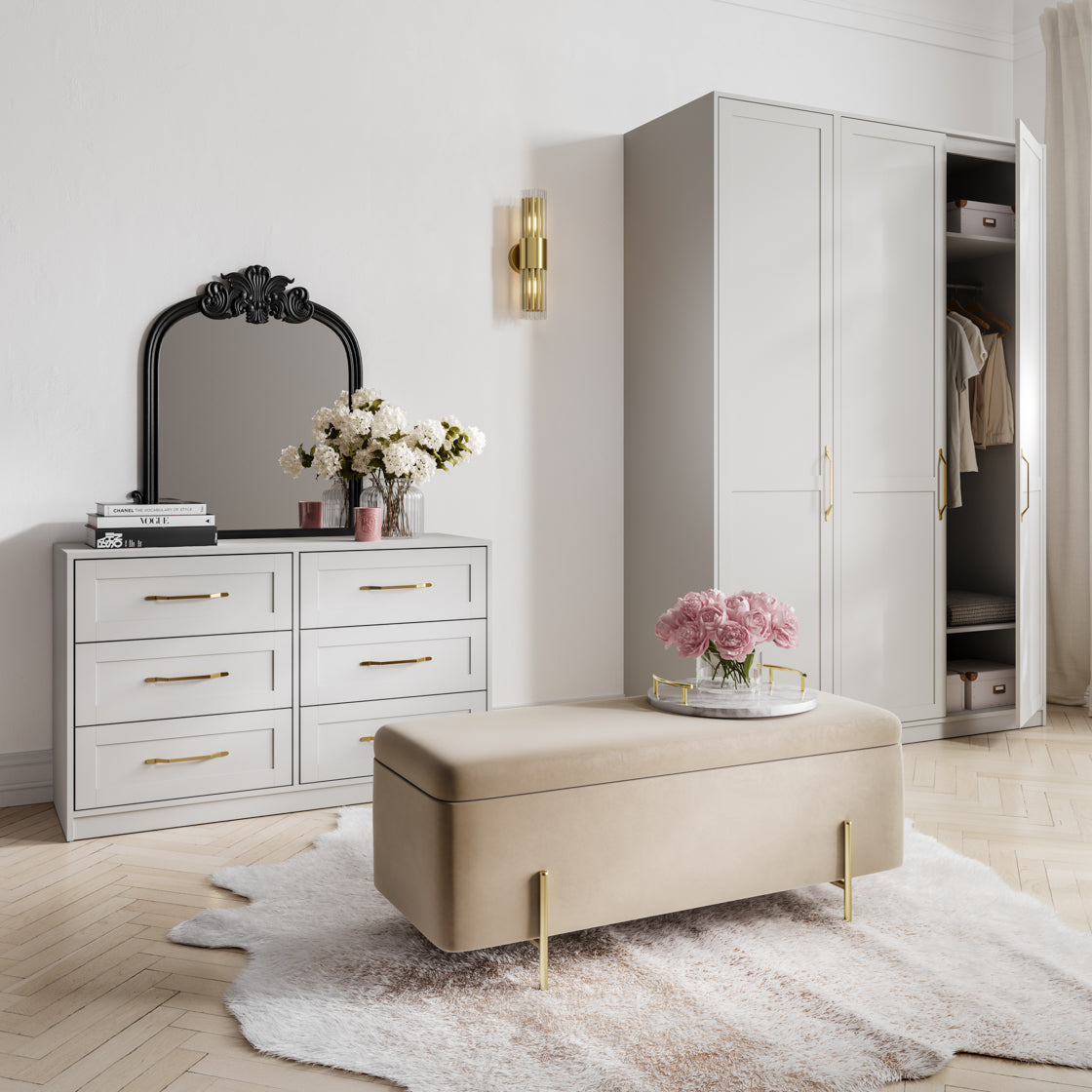 Austen White & Gold Double Wardrobe